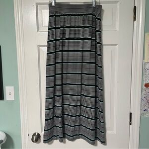 GAP Black green Striped stretchy jersey knit Maxi Skirt